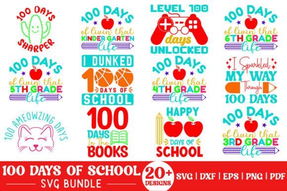A Designer's Look at the 100 Days of School SVG Bundle Vol.3